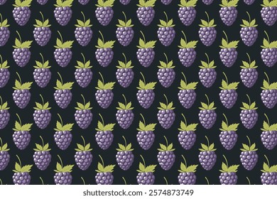 Seamless pattern with blackberries. Vector illustration in retro style.