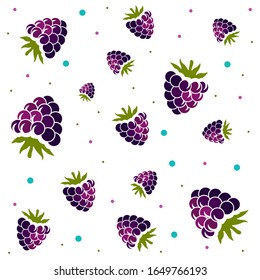 seamless pattern blackberry with contour on white background, symbol of summer. design holiday greeting card and invitation of seasonal