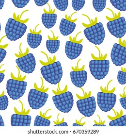 seamless pattern blackberry Fresh juicy berries isolated white background. Vector
