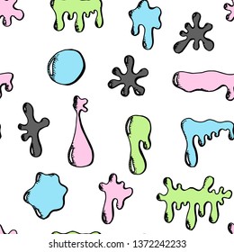 Seamless pattern of blobs. Vector cartoon stains. Hand-drawn style.