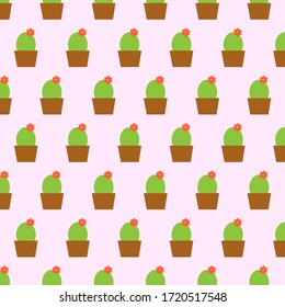Seamless pattern with blooming cacti.