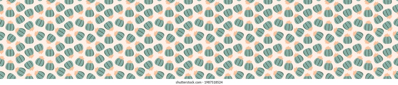 Seamless pattern with blooming cacti.
