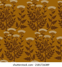 Seamless pattern with blooming Daucus Carota