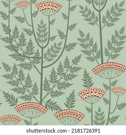 Seamless pattern with blooming Daucus Carota