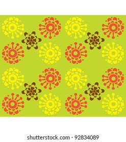 A seamless pattern of blooming flowers illustrated with Japanese simple style.