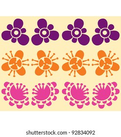 A seamless pattern of blooming flowers illustrated with Japanese simple style.