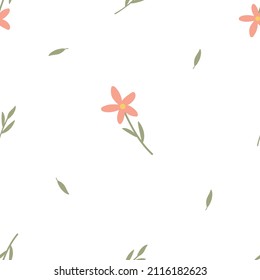 Seamless pattern with blooming pink flowers and leaves on a black background. Vector texture. Design for wallpaper, web page background, textile, wrapping paper.