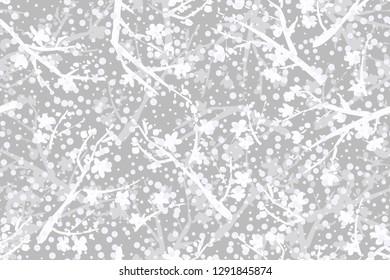 Seamless pattern with blooming  plums