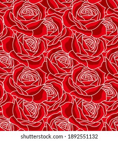 seamless pattern blooming rose red spring flower background.romantic nature pattern