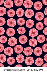 Seamless pattern with blooming roses. Vector floral illustration for postcard, poster, fabric, wrapping paper, decor etc. Flowers for spring and summer holidays.
