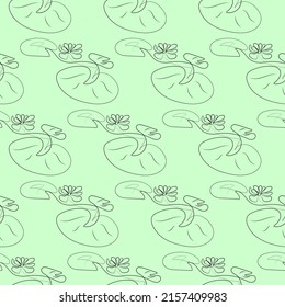 Seamless pattern with blooming water lilies, linear endless texture. Vector illustration for wallpaper, textiles, wrapping paper