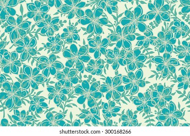 Seamless pattern with blossom flowers. Vector illustration.
