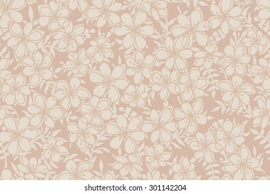 Seamless pattern with blossom flowers. Vector illustration.