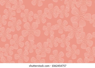 Seamless pattern of the blossom sakura. Blooming dahlia background, gradient and layer shift