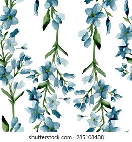 Seamless pattern with blossoming branches. Watercolor. Vector illustration