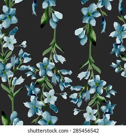 Seamless pattern with blossoming branches. Watercolor. Vector illustration