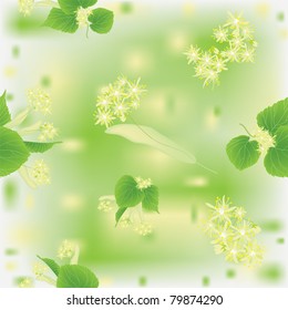 Seamless pattern with blossoming linden