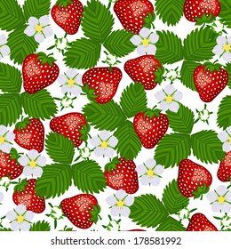 seamless pattern from blossoming  strawberry