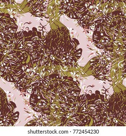 Seamless pattern with blossoming trees
