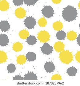 Seamless pattern from blots. Trends color of the year 2021. Ultimate Gray and Illuminating. Yellow and gray.