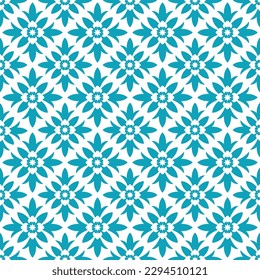Seamless pattern with blue abstract flowers