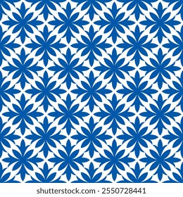 Seamless pattern with blue abstract flowers