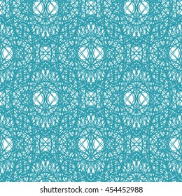Seamless pattern with blue abstract ornament isolated on white (transparent) background. Vector illustration eps