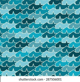 Seamless pattern. Blue abstract tents with stars.