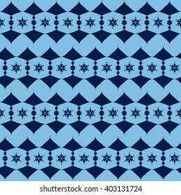 seamless pattern from the blue alternating abstract figures. vector illustration
