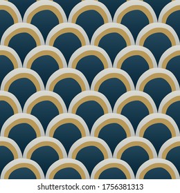 Seamless pattern of blue arches.