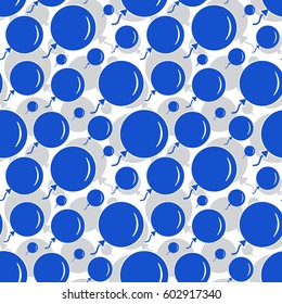 Seamless Pattern with Blue Balloons on White Background