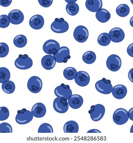 Seamless pattern with blue berry blueberry on white background. Vector illustration flat style