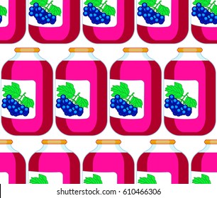 Seamless pattern of the blue berry juice glasses