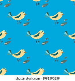 vectores de aves azules y plumas de tela sin soldadura