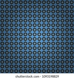 Seamless pattern with a blue, black and gray bright summer floral print, flowers, foliage. Vector illustration.