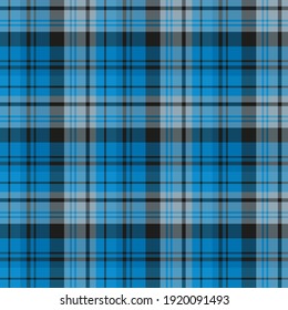 Seamless pattern in blue, black and gray colors for plaid, fabric, textile, clothes, tablecloth and other things. Vector image. 