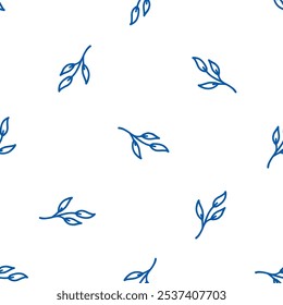 Seamless pattern with blue boho flower leaves