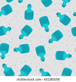 Seamless Pattern with blue bottles. Can be used for design fabric, wallpaper, restaurants clearance, kitchen, tablecloths print and more designs. 