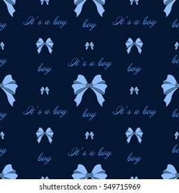 Seamless pattern with blue bows.Colorful holiday textile texture.Vector print for boys.