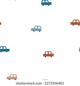 Seamless pattern with blue and brown cars