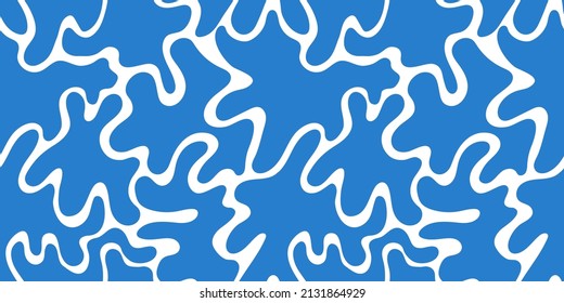 Seamless pattern with blue   bubble shapes. Colored spots vector seamless pattern. Hand drawn various shapes for label, print, packaging, fabric.