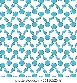 Seamless Pattern of Blue Bubbles on White Background