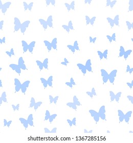 Seamless pattern with blue butterflies. Butterfly vector background. Flying butterflies. Butterflies trail. Vector illustration