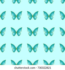 Seamless pattern.  Blue butterflies on a Blue background