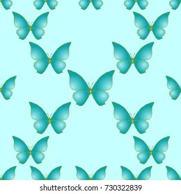 Seamless pattern.  Blue butterflies on a Blue background