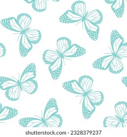 Seamless pattern with blue butterfly