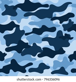 Seamless Pattern Blue Camouflage Stock Vector (Royalty Free) 714909799 ...