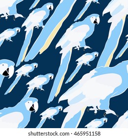 seamless pattern blue the Caribbean parrot sitting vector illustration