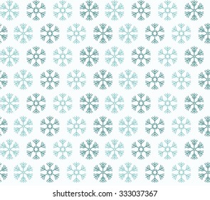 Seamless pattern with blue christmas snowflakes on white background, vector illustration