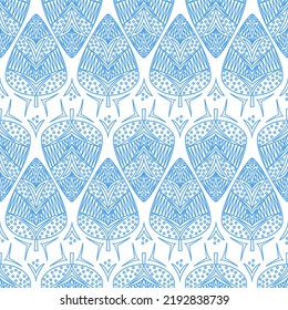 Seamless pattern blue christmas tree on white background, cute christmas art background for gift decoration and party decoration